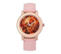 Flames Skulls in Fire Women's Wrist Watch Fashion Alloy Quartz Watch with Strap Easy to Read