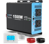 FLAMEZUM 1500w/3000w Peak Pure Sine Wave Power Inverter DC 12V to AC 240V Voltage Converter with 2 AC Outlets,1 USB-A Port,1 USB-C Port,LCD Remote Control,for Motorhomes,Trucks,Boats,Camping