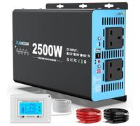 FLAMEZUM 2500w Pure Sine Wave Power Inverter DC 24V to AC 240V Voltage Converter with 2 AC Outlets,1 USB-A Port,1 USB-C Port,LCD Remote Control,for Motorhomes,Trucks,Boats,Camping