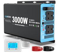 FLAMEZUM 3000w Pure Sine Wave Power Inverter DC 24V to AC 240V Voltage Converter with 2 AC Outlets,1 USB-A Port,1 USB-C Port,LCD Remote Control,for Motorhomes,Trucks,Boats,Camping,6000W Peak