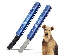 FLAMIA & JABZ Stripping Metal Stone Diamond Edged for Dogs, Cats & Pets with Wooden Grip (2 Piece Pack of Coarse & Fine)