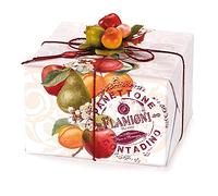 FLAMIGNI, Artisan Italian Panettone Contadino with Pear, Peach, Apple and Candied Apricot, with Glazed with Hazelnuts, Almonds and Sugar, Without Raisins, Package with Decoration, 1kg