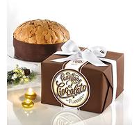 FLAMIGNI, Artisan Italian Panettone with Dark Chocolate Drops, Glazed with Hazelnuts and Almonds, Without Raisins and Candied Fruit, Package with Ribbon, 1kg