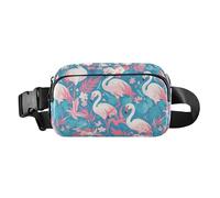 Flamigo White and Peach Stylish Waist Pack Crossbody Bag for Women Men Water Resistant Zipper Fanny Pack Sling Bag with Adjustable Strap for Travel Vacation Running