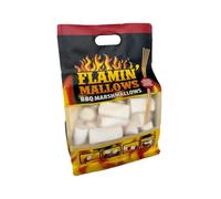 Flamin BBQ Mallows 450g - Large Vanilla Flavoured Marshmallows Designed For Toasting Over Barbecues, Bonfires Or Campfires - Includes Wooden Skewers - Halal