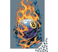 Flaming 8 Ball Image, Vector Illustration Jigsaw Puzzles Challenge Toy Educational Games Home Decoration for Adults& Teenager Age 14 Years Up 70x50cm/1000pcs