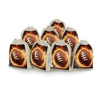 Flaming American Football Bunches Pocket Cotton And Hemp with Drawstring 8 Pieces Reusable Gift Bags Jewelry Pouch for Wedding DIY Craft Party (4.9 X 6.7 Inch)