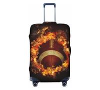 Flaming American Football Elastic Travel Luggage Cover Suitcase Protector Fits 18-32 Inch Luggage