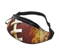 Flaming American Football Fanny Pack for Men Women, Waterproof Sports Waist Bag Fashion Belt Bag Crossbody Bags Hip Bum Bag with Adjustable Strap Large Sling Bag Purse for Travel Hiking
