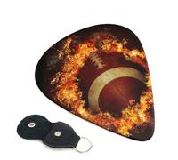 Flaming American Football Guitar Plectrums, 6 Guitar Plectrums, Printed on both sides for Electric Guitar Bass Ukulele (0.46 mm 0.71 mm 0.96 mm)