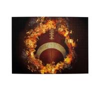 Flaming American Football Printed,500 Pieces Puzzles for Adults-Wooden Jigsaw Puzzle for Adults Elderly