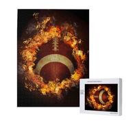 Flaming American Football Printed,500 Pieces Wooden Jigsaw Family Game Jigsaw Puzzles for Adults Teens