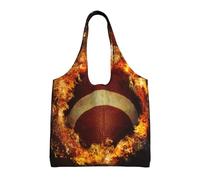 Flaming American Football Printed,Reusable Tote Bags Grocery Bags Large Capacity Canvas Shopping Shoulder bag