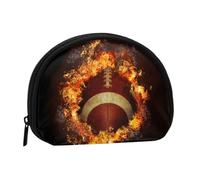Flaming American Football PrintedSmall Makeup Sanitary Napkin Storage Bag,Women's Cosmetic Coin Purse