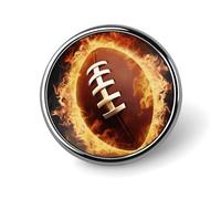 Flaming American Football Round Badge Cute Brooch Hats Jackets Decor Personalized Lapel Pin Clothing Jewelry Accessories for Wedding Party Gift