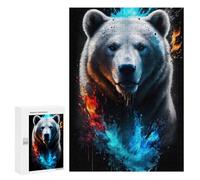 Flaming Arctic Bear Artwork Displayable Picture Puzzle, 300 PCS - New Year Gift; for Couples, Friends And Family