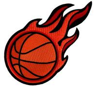 Flaming Basketball Patch Embroidered Iron-On Applique Sports Emblem
