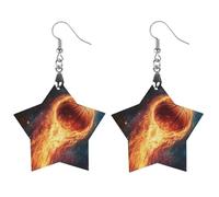 Flaming Basketball Shooting G-alaxy Artistic Wooden Earrings Pendant Vintage Earring Hooks Trendy Vacation Dangle Boho Eardrop Star