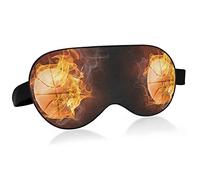 Flaming Basketball with FireOn Black Eye Masks Cover Blocks Light Sleep Mask Shade Cover Blindfold Relaxing Eyeshade Cover with Adjustable Head Strap for Men Women Kids