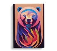 Flaming Bear Canvas Print | Gallery Wrapped 30mm Frame Wall Art | 30x20 inches | Ready to Hang | Abstract Animals Picture | Living Room Bedroom Lounge Office