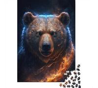 Flaming Bear Portrait Puzzle 1000 Pieces for Adults, Animal Theme Jigsaw, Relaxing Weekend Challenge, 52x38cm/1000pcs