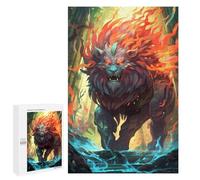 Flaming Beast in Forest Decorative Jigsaw for Grown-Ups, 1000 PCS - Seasonal Gift, for Relaxing Solo Or Group Play