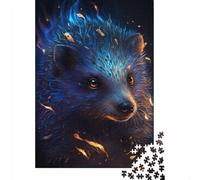Flaming Blue Bear Artwork Jigsaw Puzzle 1000 Pieces for Adults, Bear Themed Puzzle Gift, Relaxing Challenge, 70x50cm/1000pcs