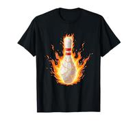 Flaming Bowling Pin Strike Fireball Bowling T-Shirt