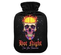 Flaming Brain Skull hot Night Hot Water Bottles with Soft Cover, 1L Water Bag for Arthritis