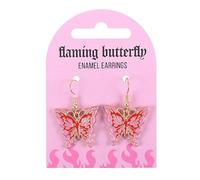 Flaming Butterfly Earrings | Pink and Red Cybersigil Y2K Earrings | Bold Butterfly Drop Earrings for Alt and E-Girl Outfits | Alloy Jewellery | Cute and Edgy Gift Idea