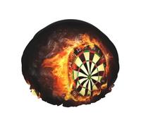 Flaming Dartboard Fire Dart Board 3D,Shower Cap Nightcap Double Layer Waterproof Elastic Bath Cap Reusable Hair Cap