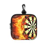 Flaming Dartboard Fire Dart Board 3D, Square Zipper Storage Bag, Neoprene Coin Purse, Small Wallets, Change Pouch, Change Purse