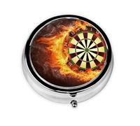 Flaming Dartboard Fire Dart Board 3DMeta Pill Box 3 Compartment Medicine Case,Portable Organizer