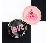 Flaming Dice & Love Pin Badge Set - Y2K Rebellion Accessories