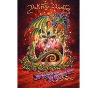 Flaming Dragon Pudding - Festive Christmas Yule Winter Solstice Greeting Card by Briar