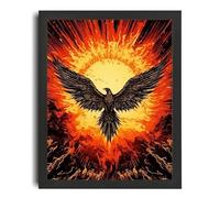 Flaming Eagle Art Print Sunset Digital Painting Orange Red Black Bird Artwork Poster A5 - Wall Art Home Decor Movie Poster Canvas Film Cinema Retro Vintage Cult Classic Nostargic Saga Modern reprint