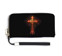 Flaming Egyptian Ankh Womens Wristlet Wallet Leather Long Purse Card Holder Clutch Handbag