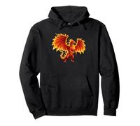Flaming Fire Dragon Mythic Fantasy Creature Pullover Hoodie