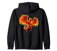 Flaming Fire Dragon Mythic Fantasy Creature Zip Hoodie