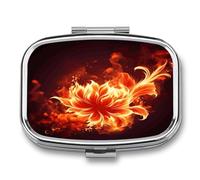 Flaming Fire Flowers Pill Box Medicine Pill Organizer Small Pill Case Travel Pill Container Portable Pill Case for Pocket 2 Compartment Pill Holder Pill Boxes for Travel