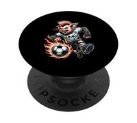 Flaming Football Punk Pig Skull Mohawk Runner PopSockets Adhesive PopGrip