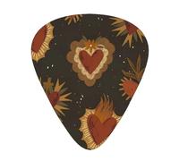 Flaming Heart Acoustic GuitarGuitar Picks 12 Pcs, Electric Guitar Essential Thick And Thin Guitar Plectrums Students 0.46 0.96 0.71 Mm