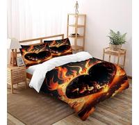 Flaming Hearts Bedding Set 3D Design Flaming Heart Duvet Cover Set Chic Breathable Comforter Cover Suitable for Family,couple,children Pillowcase King(220x240cm)