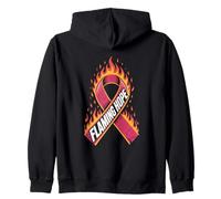 Flaming Hope Breast Cancer Awareness Pink Ribbon Zip Hoodie