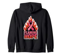 Flaming Hope Pink Ribbon Breast Cancer Flame Zip Hoodie