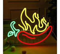 Flaming Hot Chili Peppers Neon Signs Mexican Spicy Restaurant Open Cooking