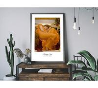 Flaming June by Frederic, Lord Leighton. Framed Romantic Picture Poster. A Pre Raphaelite painting Wall Art Print. Sexy Gold Red Dress (A3)