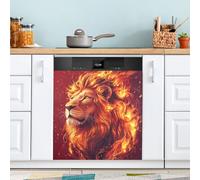 Flaming Lion Dishwasher Magnet Cover for Door Front, Large Metal Decorative Kitchen Dishwasher Panel Decal Refrigerator Magnetic Decor Sticker 58 x 66 CM