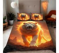Flaming Lions Pattern Duvet Cover and pillowcase,Microfiber Quilt Cove Double Bedding Set 3 Piece(200x200+2 * 50x75,#8)