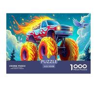 Flaming Monster Truck Colourful Car with Big Tires 1000 Pieces Jigsaw for Adults The Impossible Challenge Brain Development 52x38cm/1000pcs